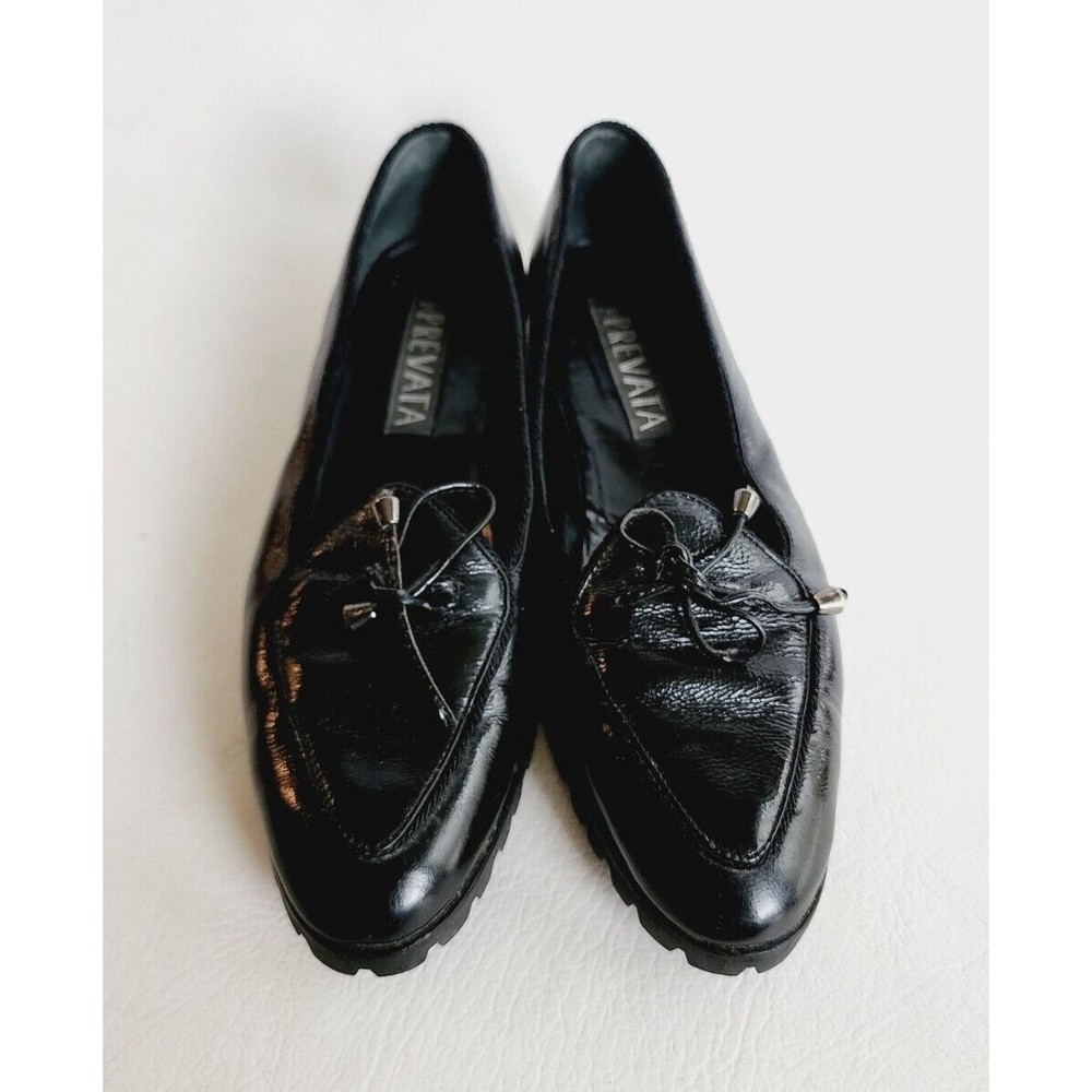 Prevata Women Shoes Sz 7.5 A Made In Italy Black bow Comfort Loafers